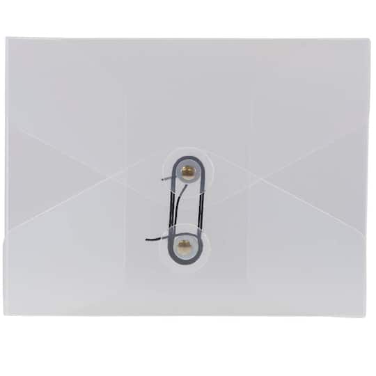 JAM Paper Clear 5.25" x 6.75" Button & String Plastic Portfolio